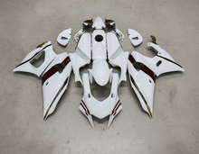 Yamaha R7 Fairings (2021-2025) White, Dark Red Stripes at KingsMotorcycleFairings.com