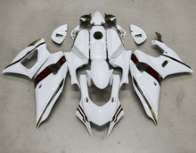 Yamaha R7 Fairings (2021-2025) White, Dark Red Stripes from KingsMotorcycleFairings.com