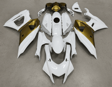 Yamaha R7 Fairings (2021-2025) White, Gold from KingsMotorcycleFairings.com