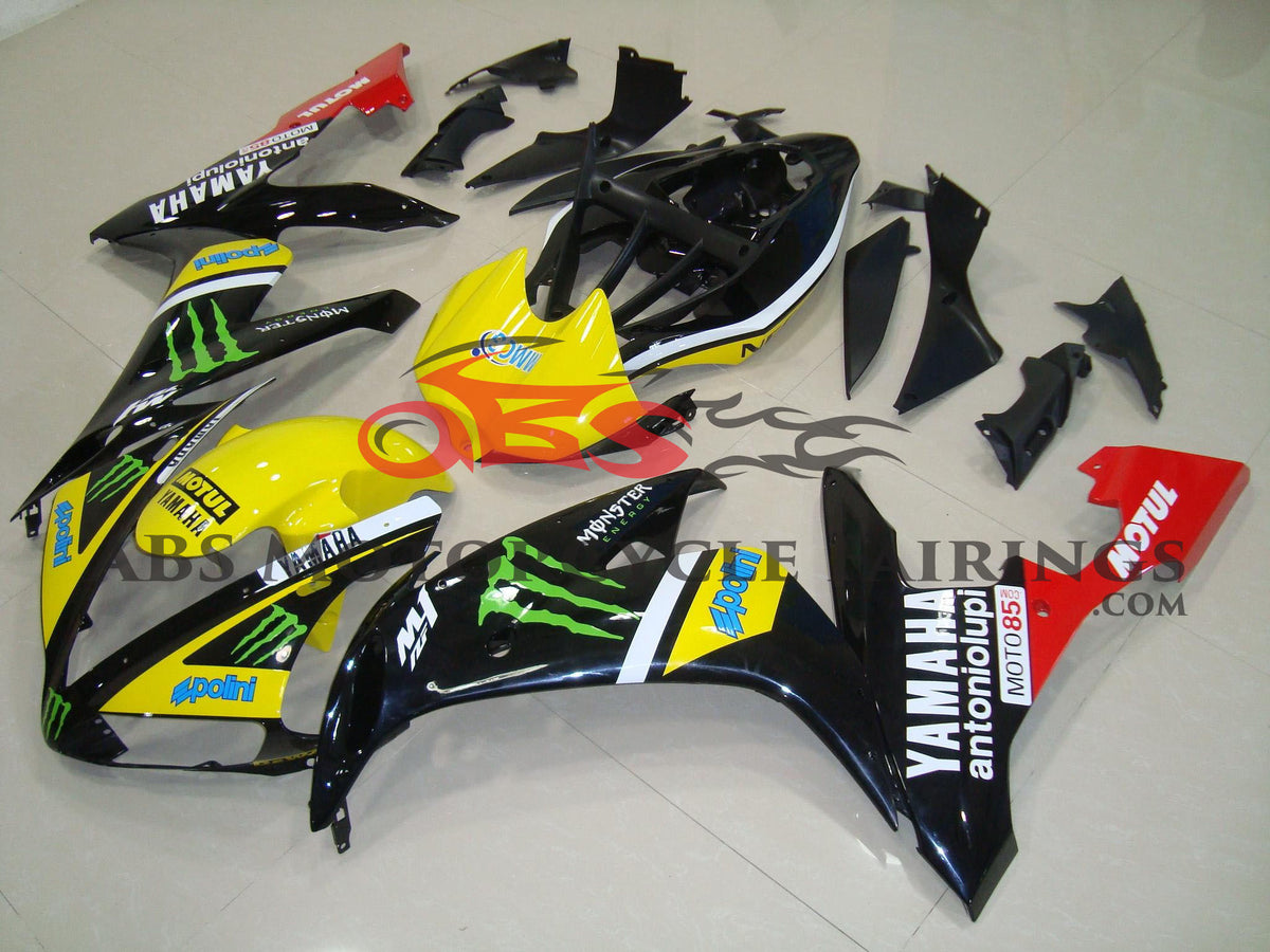 Yamaha YZF-R1 (2004-2006) Yellow, Black, Red, Monster from KingsMotorcycleFairings.com