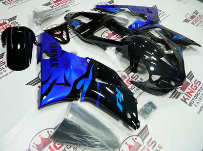 Yamaha YZF-R1 Fairings (2000-2001) Black, Blue Flame at KingsMotorcycleFairings.com
