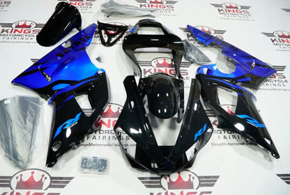 Yamaha YZF-R1 Fairings (2000-2001) Black, Blue Flame from KingsMotorcycleFairings.com