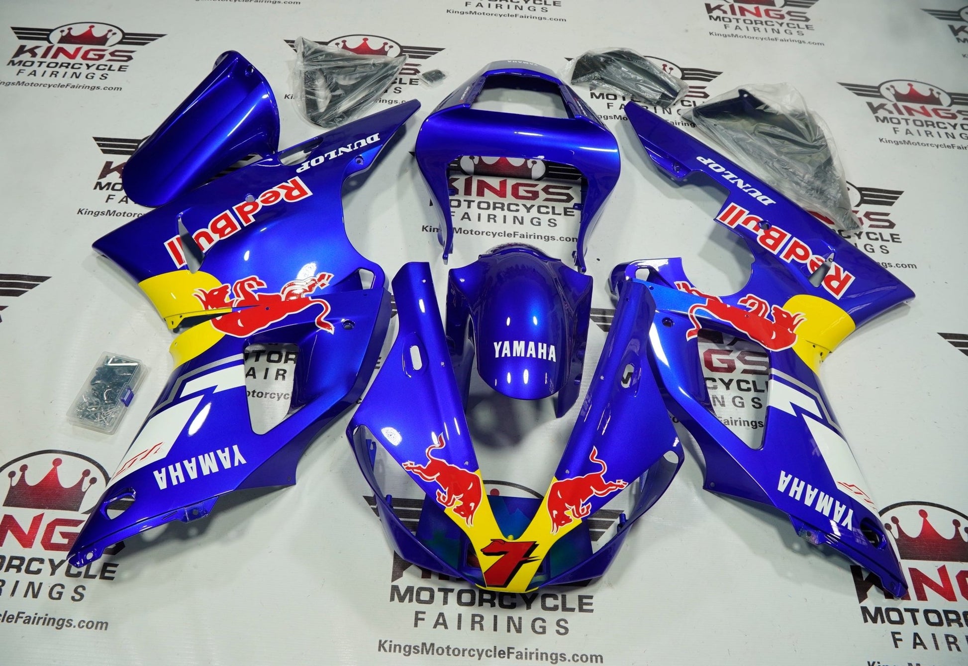 Yamaha YZF-R1 Fairings (2000-2001) Blue Red Bull at KingsMotorcycleFairings.com