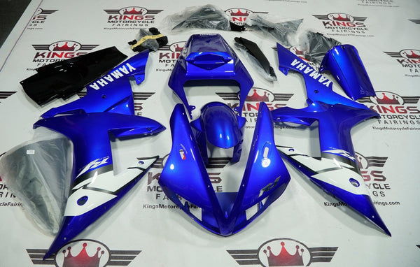 Yamaha YZF-R1 Fairings (2002-2003) Blue, White, Silver at KingsMotorcycleFairings.com