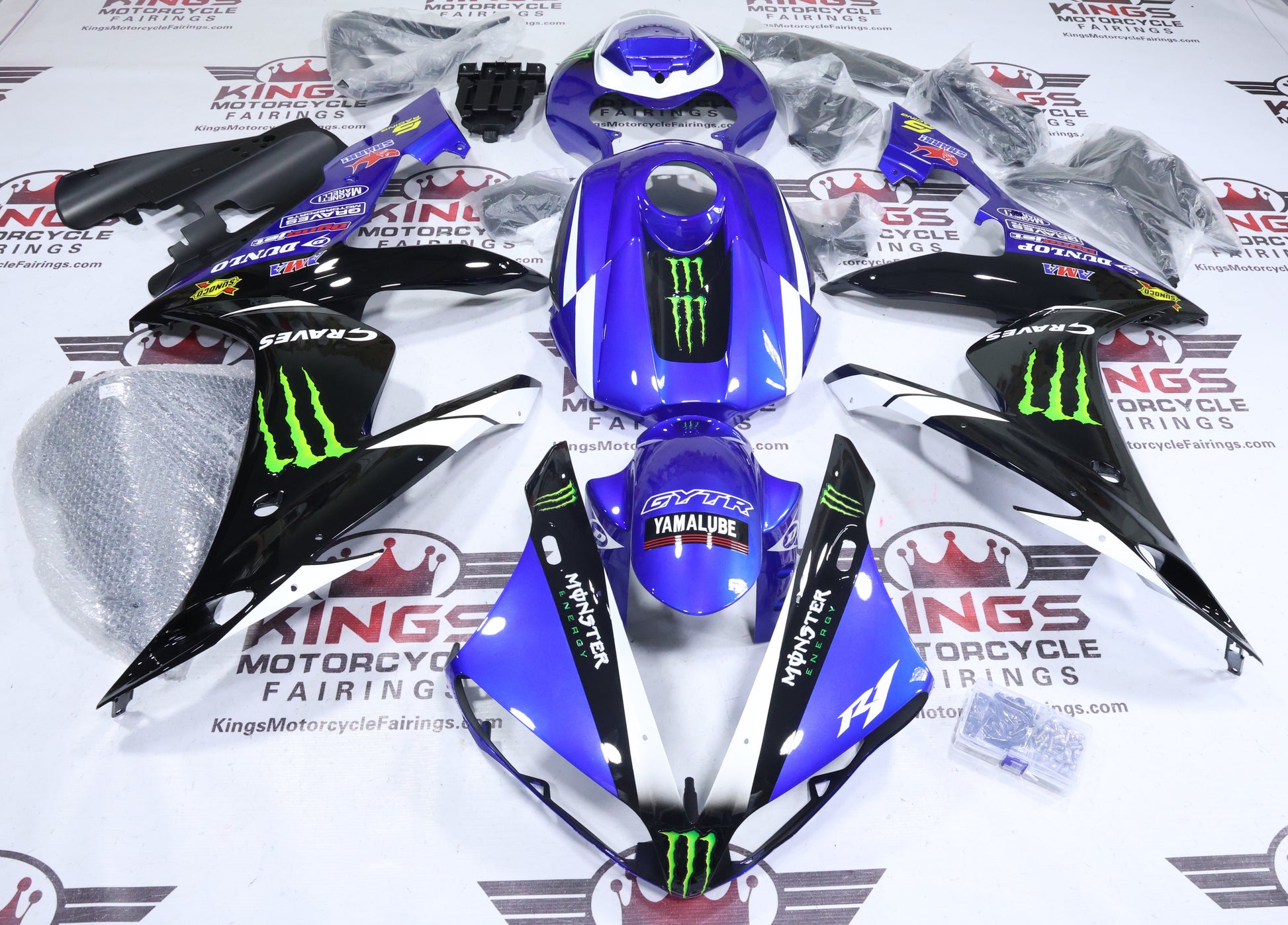 Yamaha YZF-R1 Fairings (2004-2006) Blue, Black, Green Monster at KingsMotorcycleFairings.com
