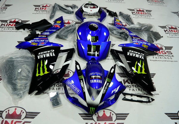 Yamaha YZF-R1 Fairings (2007-2008) Monster Blue & Black at KingsMotorcycleFairings.com