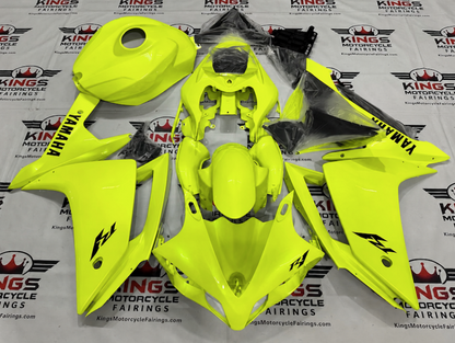 Yamaha YZF-R1 Fairings (2007-2008) Neon Yellow, Black from KingsMotorcycleFairings.com