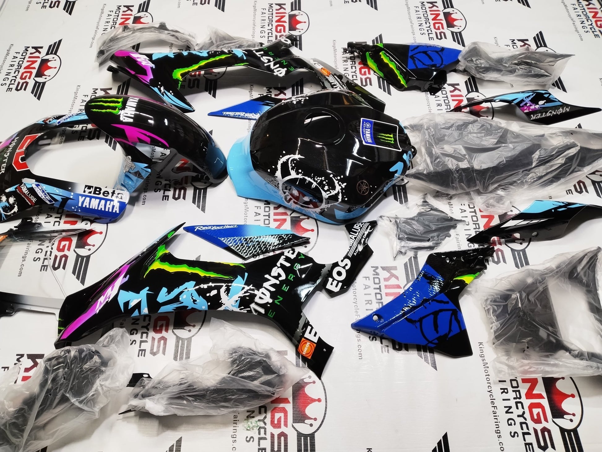 Yamaha YZF-R1 Fairings (2015-2019) Black,  Pink, Blue Monster at KingsMotorcycleFairings.com