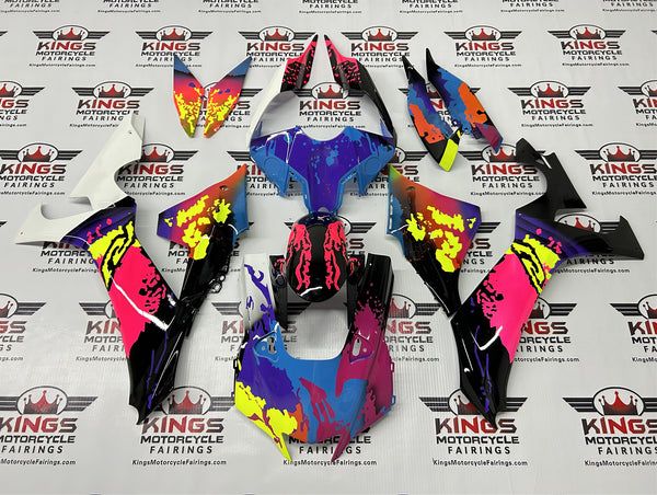 Yamaha YZF-R1 Fairings (2020-2025) Black, Pink Graffiti at KingsMotorcycleFairings.com