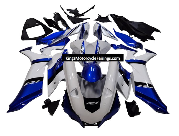 Yamaha YZF-R1 Fairings (2020-2025) White, Blue at KingsMotorcycleFairings.com