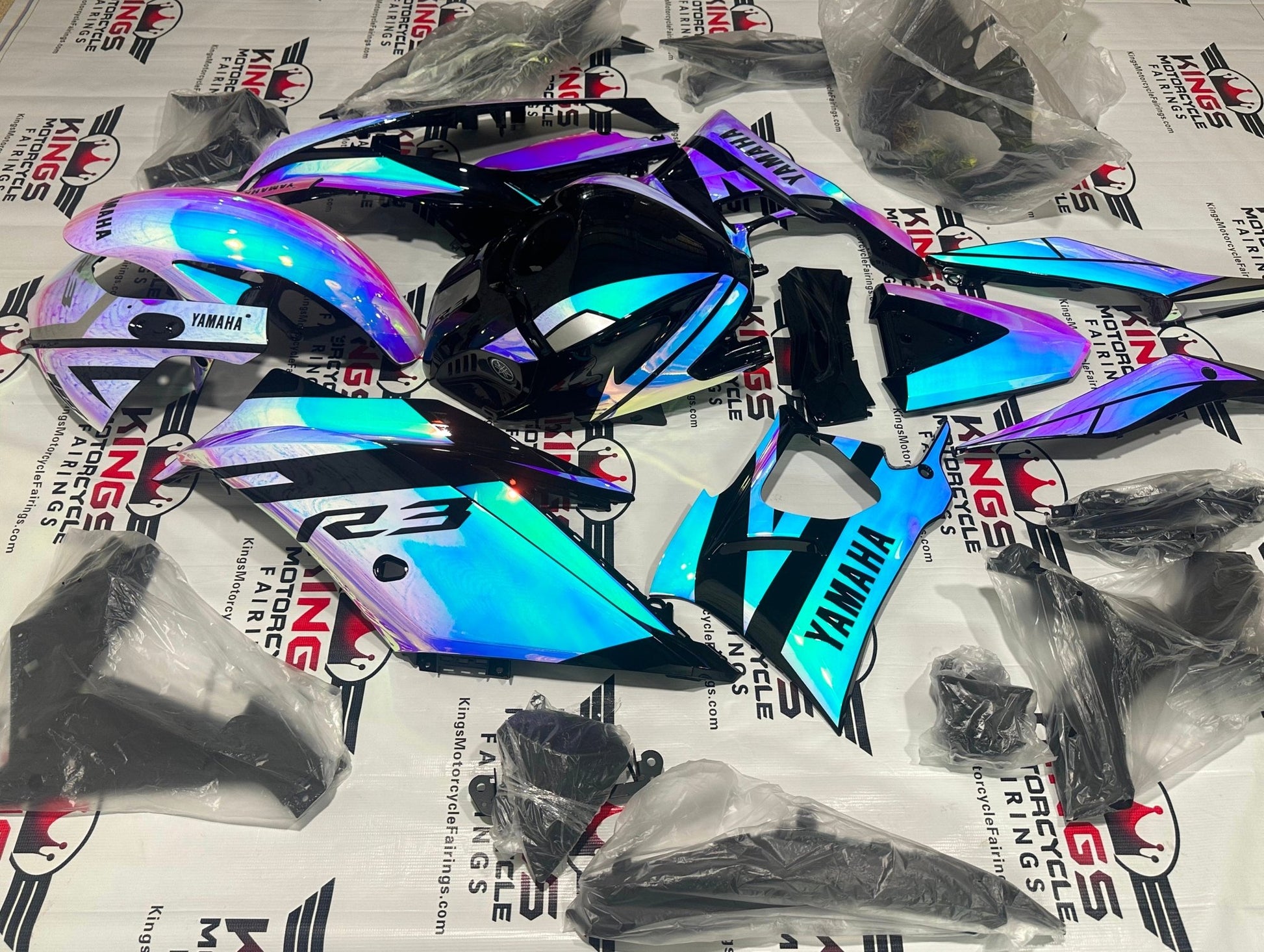 Yamaha YZF-R3 Fairing kit (2019-2021) Chrome, Pink, Blue Chameleon at KingsMotorcycleFairings.com