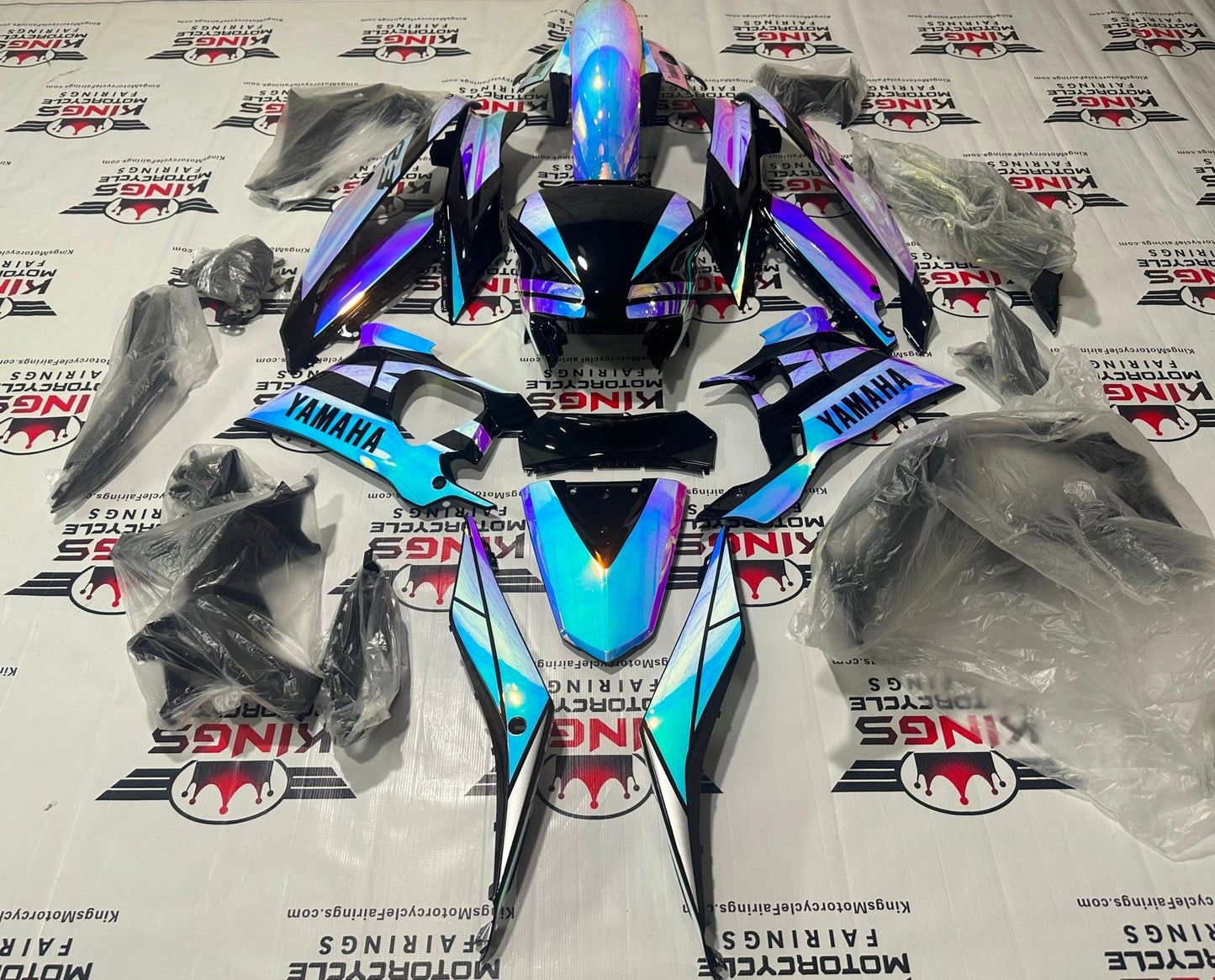 Yamaha YZF-R3 Fairing set (2019-2021) Chrome, Pink, Blue Chameleon at KingsMotorcycleFairings.com