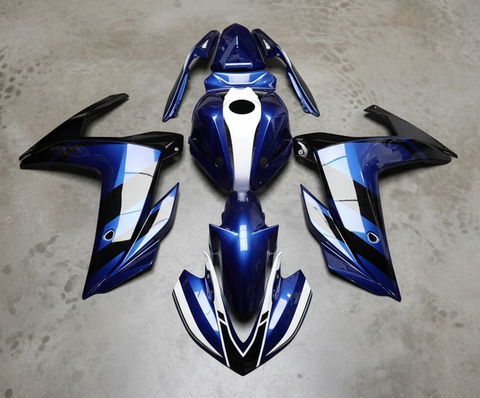 Yamaha YZF-R3 Fairings (2015-2018) Dark Blue, Black, White from KingsMotorcycleFairings.com