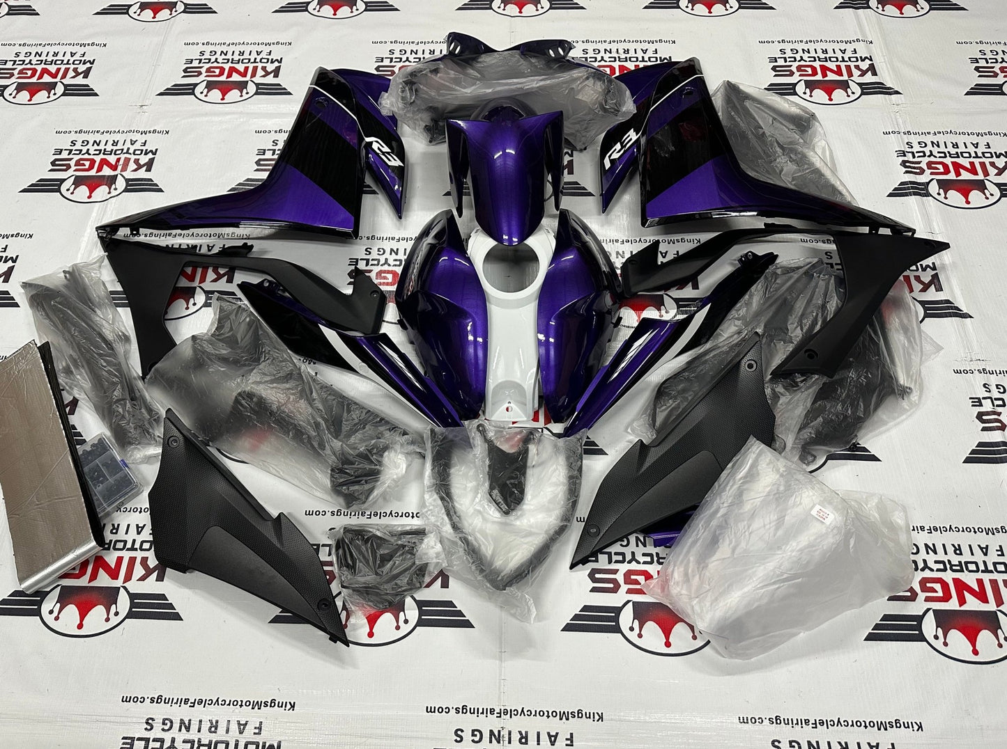 Yamaha YZF-R3 (2015-2018) Dark Purple & Black Fairings at KingsMotorcycleFairings.com