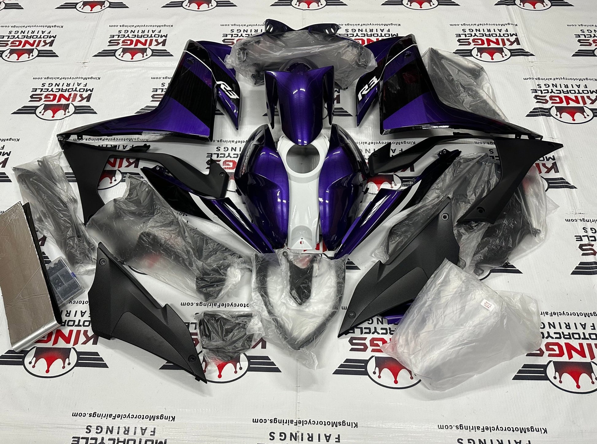 Yamaha YZF-R3 (2015-2018) Dark Purple & Black Fairings at KingsMotorcycleFairings.com