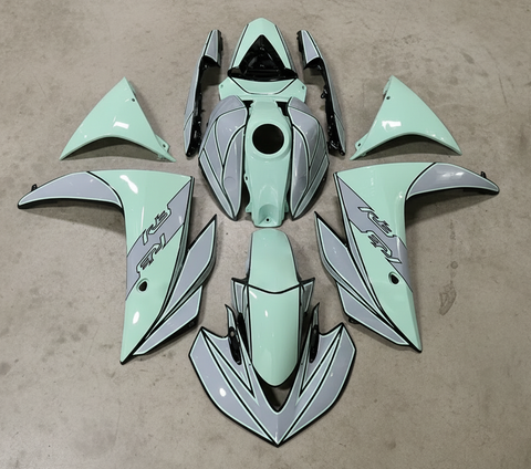 Yamaha YZF-R3 Fairings (2015-2018) Gray, Mint Green from KingsMotorcycleFairings.com