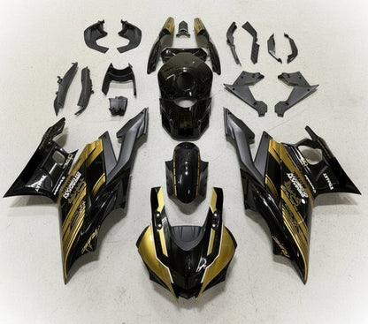 Yamaha YZF-R3 Fairings (2022-2024) Black, Gold, White at KingsMotorcycleFairings.com