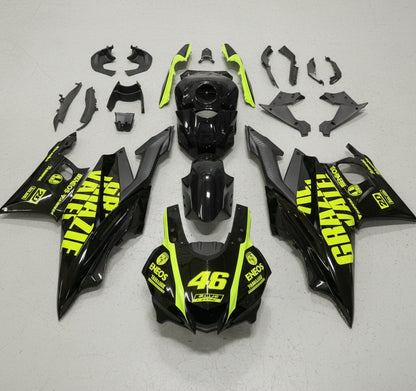 Yamaha YZF-R3 Fairings (2022-2024) Black, Neon Yellow at KingsMotorcycleFairings.com