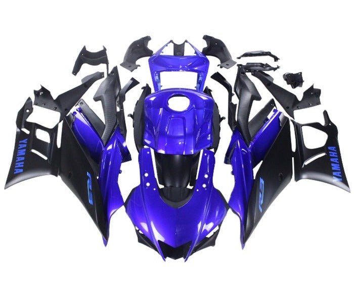 Yamaha YZF-R3 Fairings (2022-2024) Blue, Matte Black at KingsMotorcycleFairings.com