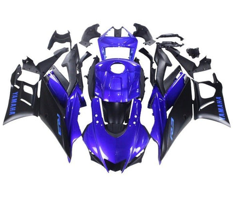 Yamaha YZF-R3 Fairings (2022-2024) Blue, Matte Black at KingsMotorcycleFairings.com