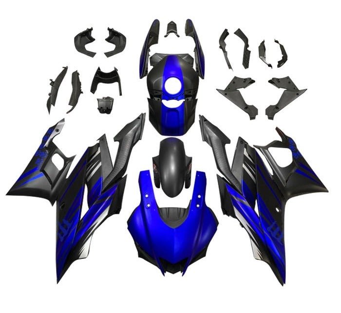 Yamaha YZF-R3 Fairings (2022-2024) Matte Black, Matte Blue at KingsMotorcycleFairings.com