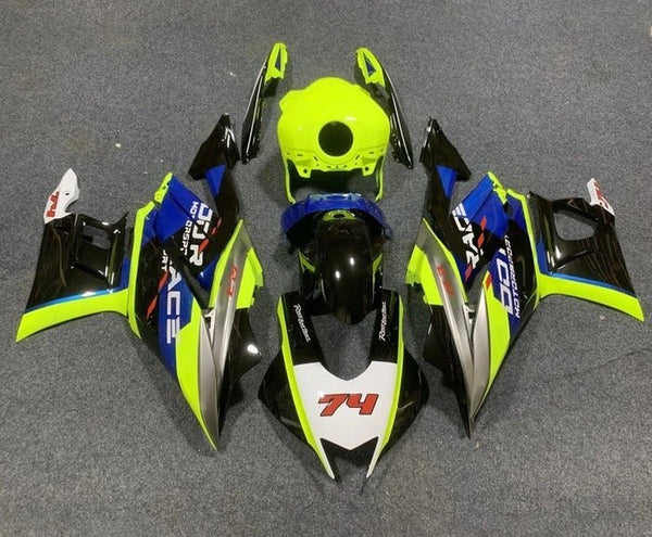 Yamaha YZF-R3 Fairings (2022-2024) Neon Yellow, Black, Blue at KingsMotorcycleFairings.com