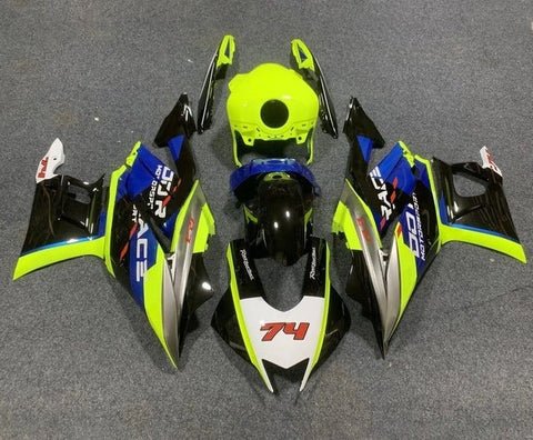 Yamaha YZF-R3 Fairings (2022-2024) Neon Yellow, Black, Blue at KingsMotorcycleFairings.com