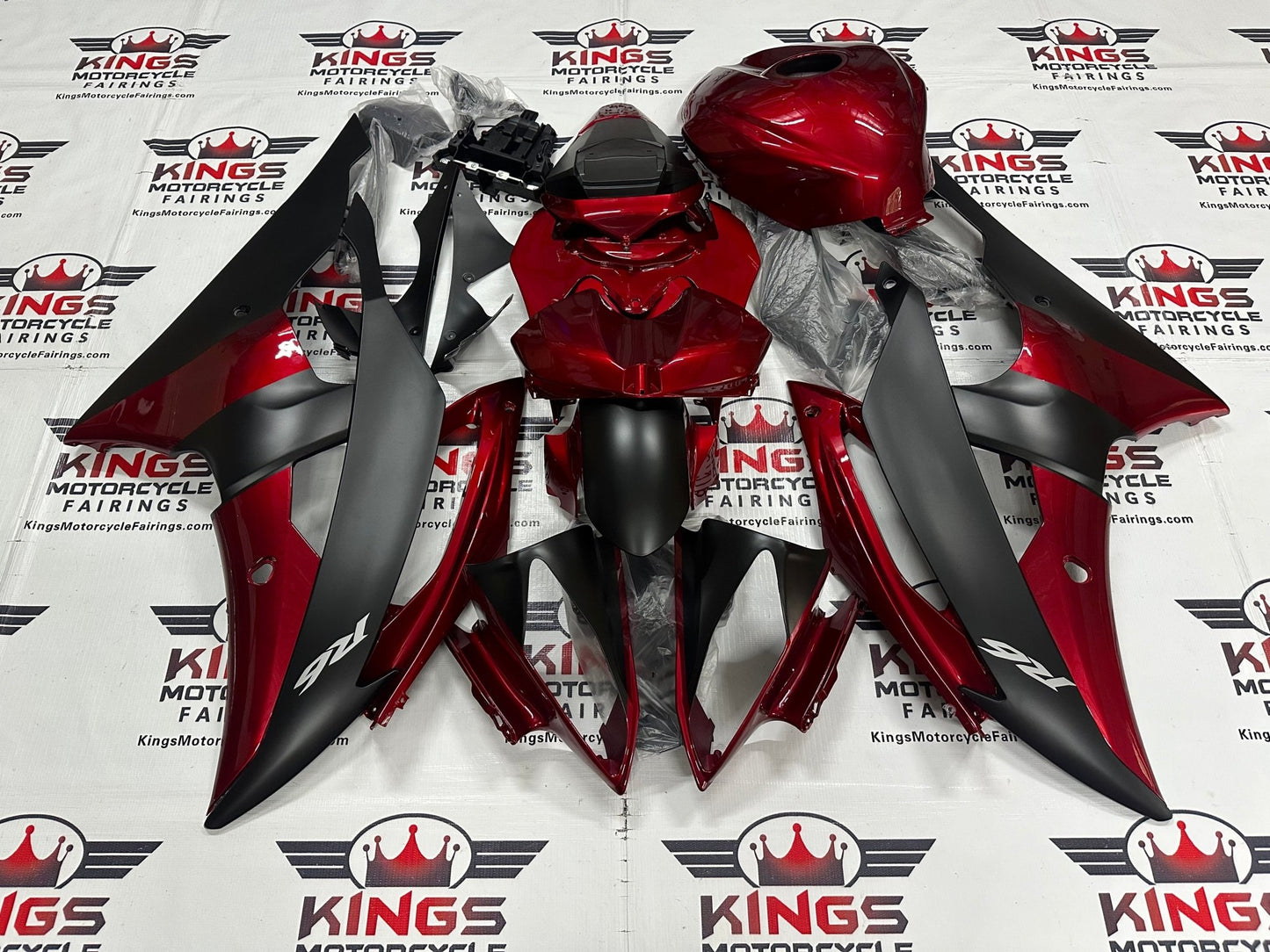 Yamaha YZF-R6 (2008-2016) Red, Matte Black Fairings at KingsMotorcycleFairings.com