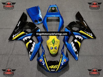Yamaha YZF-R6 Fairings (1998-2002) Blue, Black, Yellow, White Shark Teeth at KingsMotorcycleFairings.com
