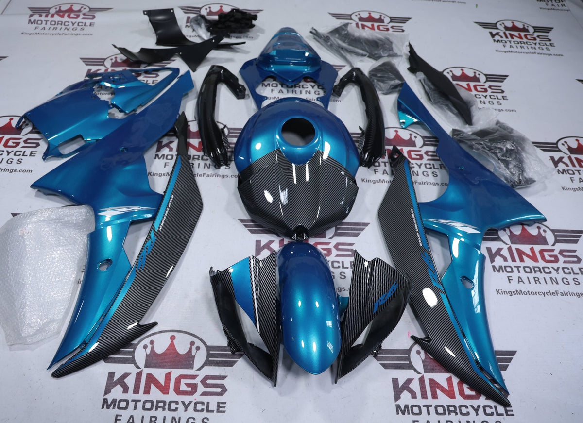 Yamaha YZF-R6 Fairings (2008-2016) Blue, Faux Carbon Fiber from KingsMotorcycleFairings.com