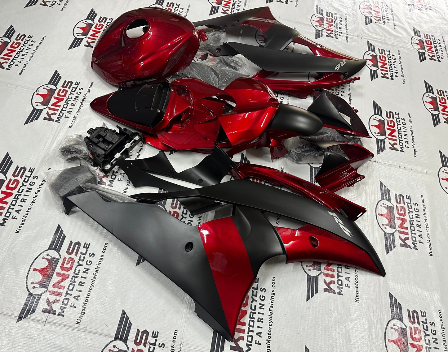 Yamaha YZF-R6 (2008-2016) Red, Matte Black Fairings at KingsMotorcycleFairings.com