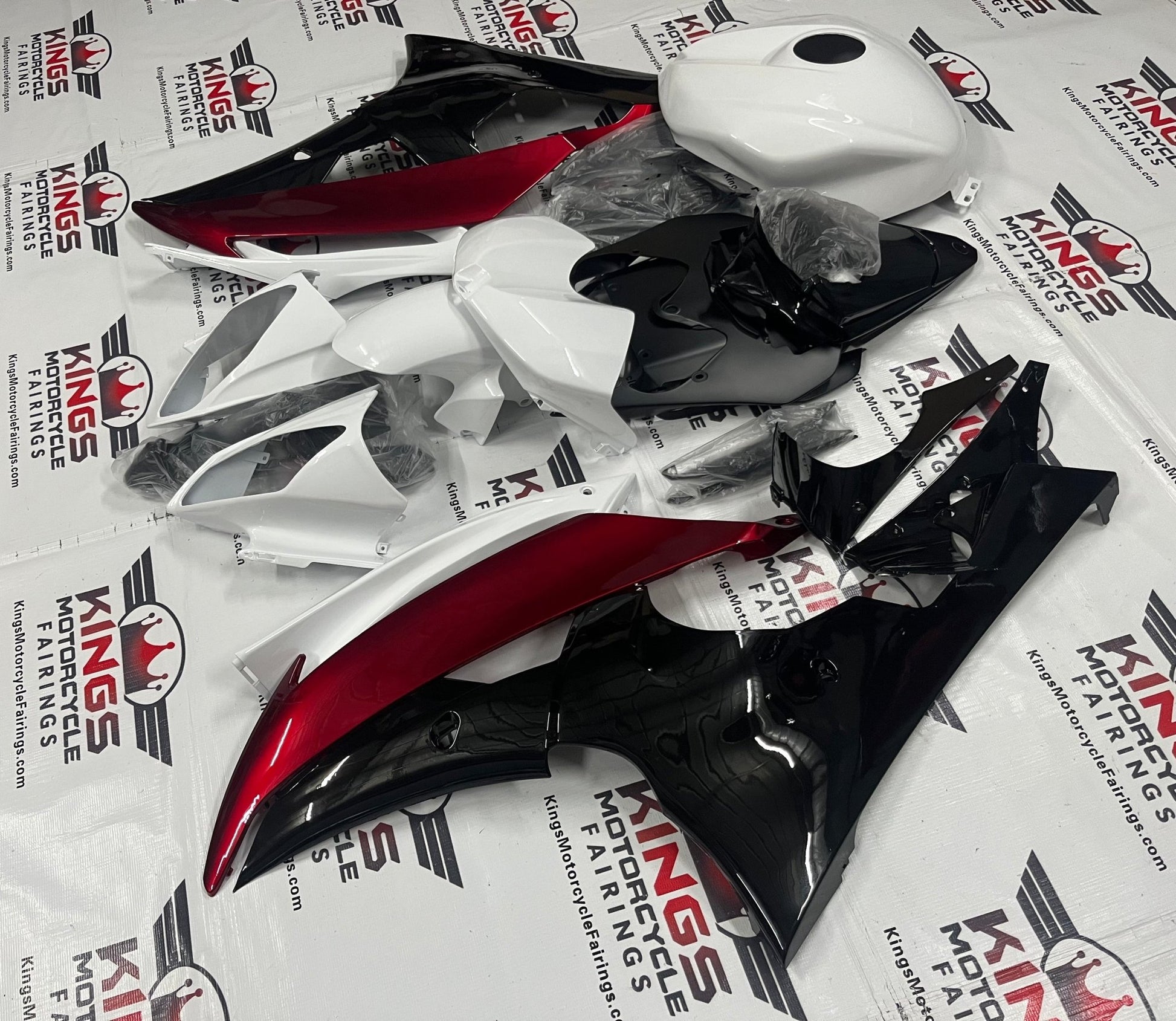 Yamaha R6 Fairings(2008-2016) White, Black, Red at KingsMotorcycleFairings.com