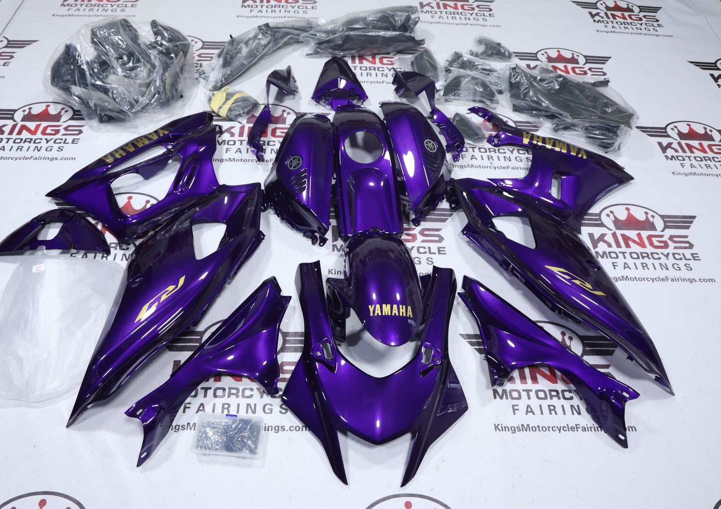 Yamaha YZF-R7 Fairings (2021-2025) Purple Gloss, Gold from KingsMotorcycleFairings.com