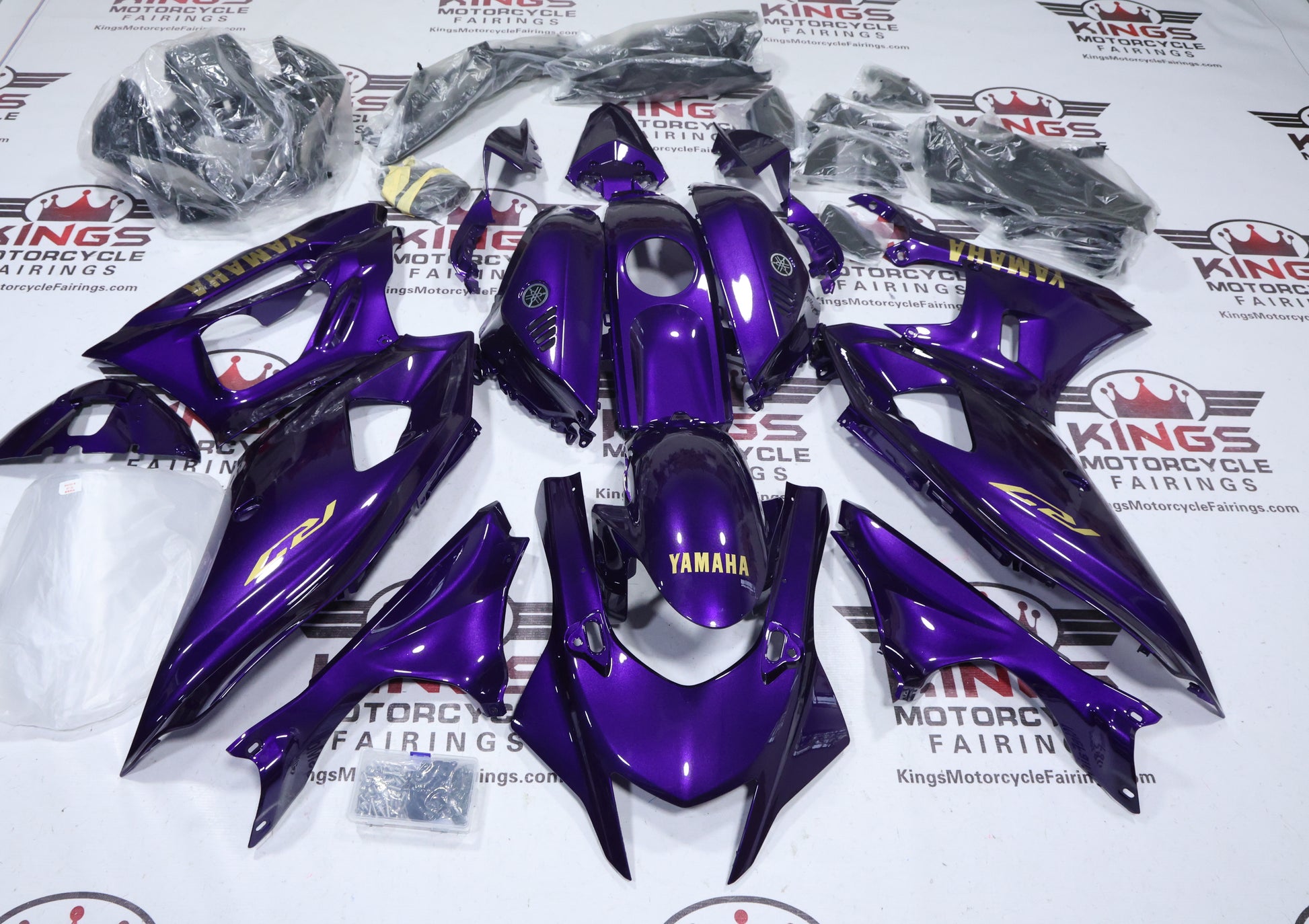 Yamaha YZF-R7 Fairings (2021-2025) Purple Gloss, Gold from KingsMotorcycleFairings.com