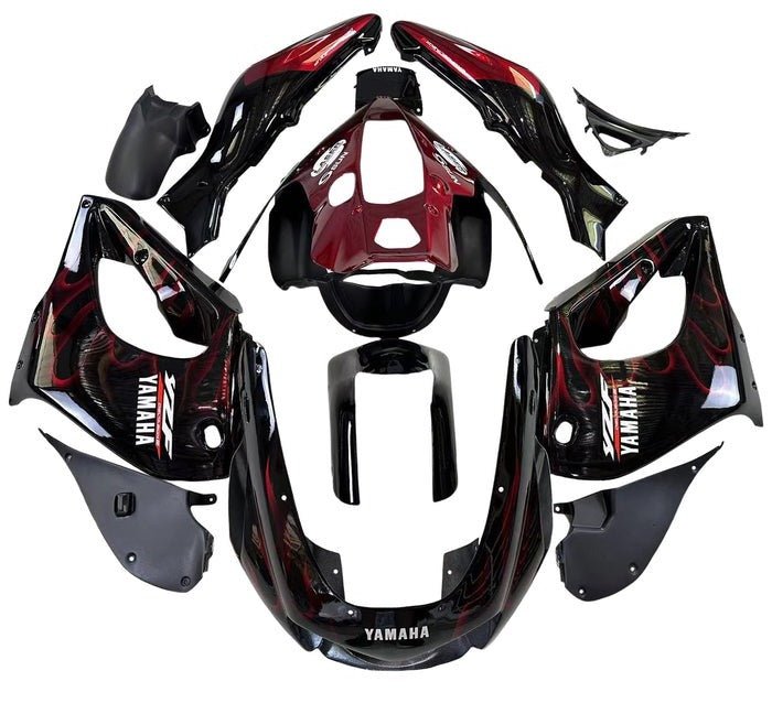Yamaha YZF1000R Fairings (1996-2007) Black, Dark Red Flames at KingsMotorcycleFairings.com
