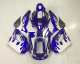 Yamaha YZF1000R Fairings (1996-2007) Blue, White Flames at KingsMotorcycleFairings.com