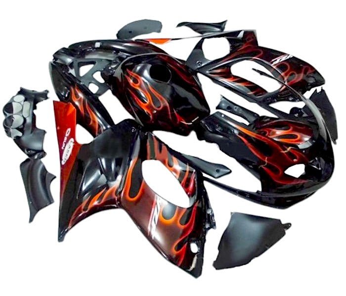 Yamaha YZF600R (1998-2007) Black, Candy Red Flames at KingsMotorcycleFairings.com
