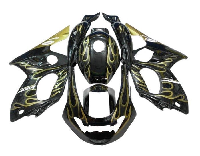 Yamaha YZF600R (1998-2007) Black, Gold Flames at KingsMotorcycleFairings.com