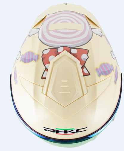 Yellow Cartoon Candy & Animals Motorcycle Helmet at KingsMotorcycleFairings.com