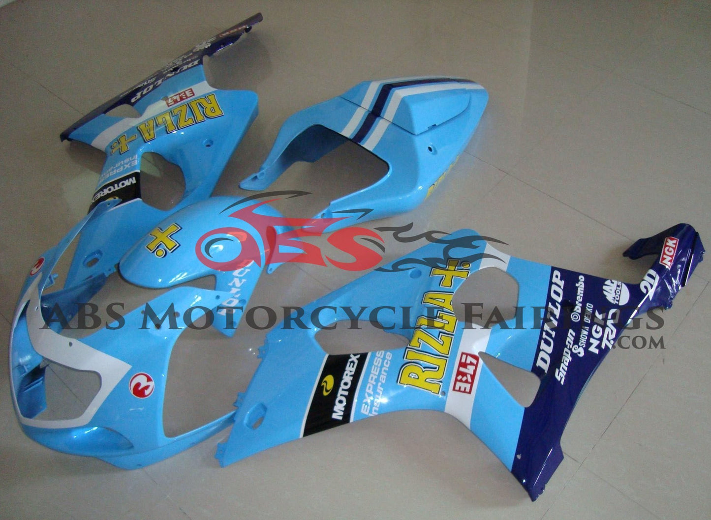 Suzuki GSXR1000 (2000-2002) Light Blue, White, Dark Blue Rizla Fairings