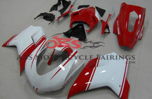 White & Red Evo Race Fairing Kit for a 2007, 2008, 2009, 2010, 2011 & 2012 Ducati 1198 motorcycle