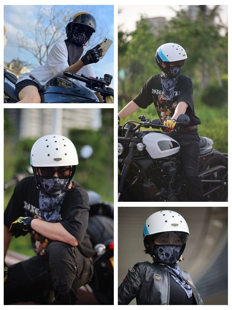 White, Blue & Black Carat Bucket Motorcycle Helmet