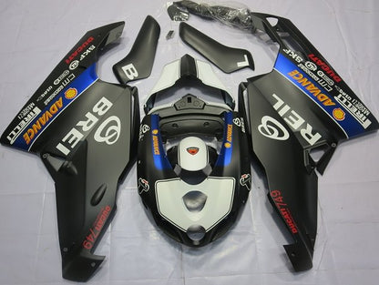 Matte Black Breil Fairing Kit for a 2005 & 2006 Ducati 999 motorcycle. The photos used are to display the overall fairing design, so please note that this is for a Ducati 999 and the decals will certainly have 999 and not the 749 decals