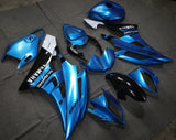 Metallic Blue, Black and White Fairing Kit for a 2006 & 2007 Yamaha YZF-R6 motorcycle.