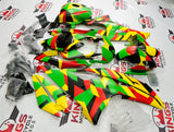 Matte Green, Yellow, Red and Black Camouflage Fairing Kit for a 2008, 2009, 2010, 2011, 2012, 2013, 2014, 2015 & 2016 Yamaha YZF-R6 motorcycle