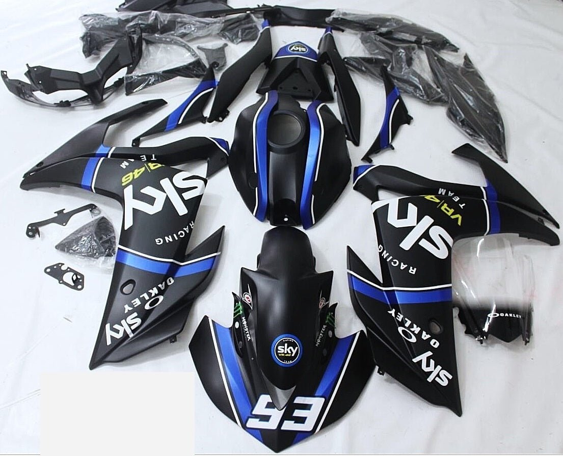 Yamaha R3 Fairings (2015-2018) Matte Black, Blue, White Sky