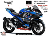 Black, Blue, White and Red Fairing Kit for a 2018, 2019, 2020, 2021, 2022 & 2023 Kawasaki Ninja 400 motorcycle at KingsMotorcycleFairings.com