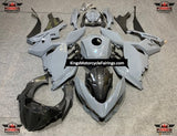 Nardo Gray and Faux Carbon Fiber Fairing Kit for a 2018, 2019, 2020, 2021, 2022 & 2023 Kawasaki Ninja 400 motorcycle at KingsMotorcycleFairings.com