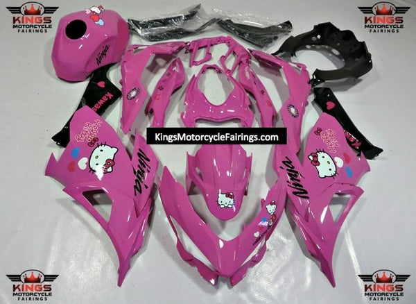 Pink Hello Kitty Fairing Kit for a 2018, 2019, 2020, 2021, 2022 & 2023 Kawasaki Ninja 400 motorcycle at KingsMotorcycleFairings.com