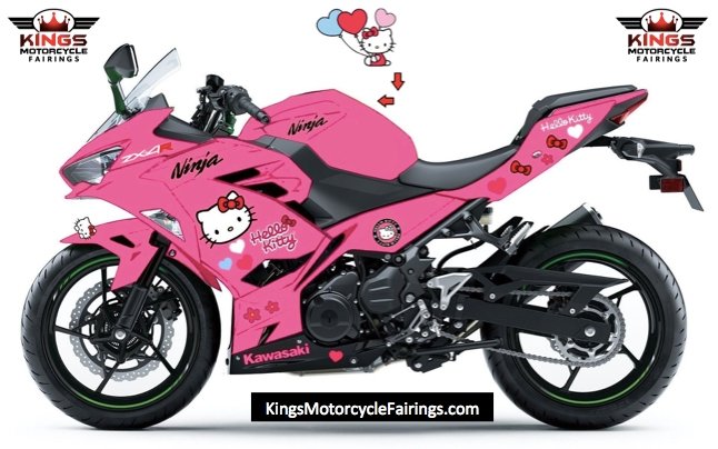 Kawasaki Ninja 400 Fairings (2018-2023) Pink Hello Kitty at KingsMotorcycleFairings.com